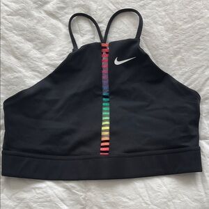 Nike Black Sports Bra with Multicolor Stripe